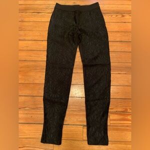 Anne Fontaine Aiko Rose Textured Embroidered Ponte Jersey Black Leggings Size 38